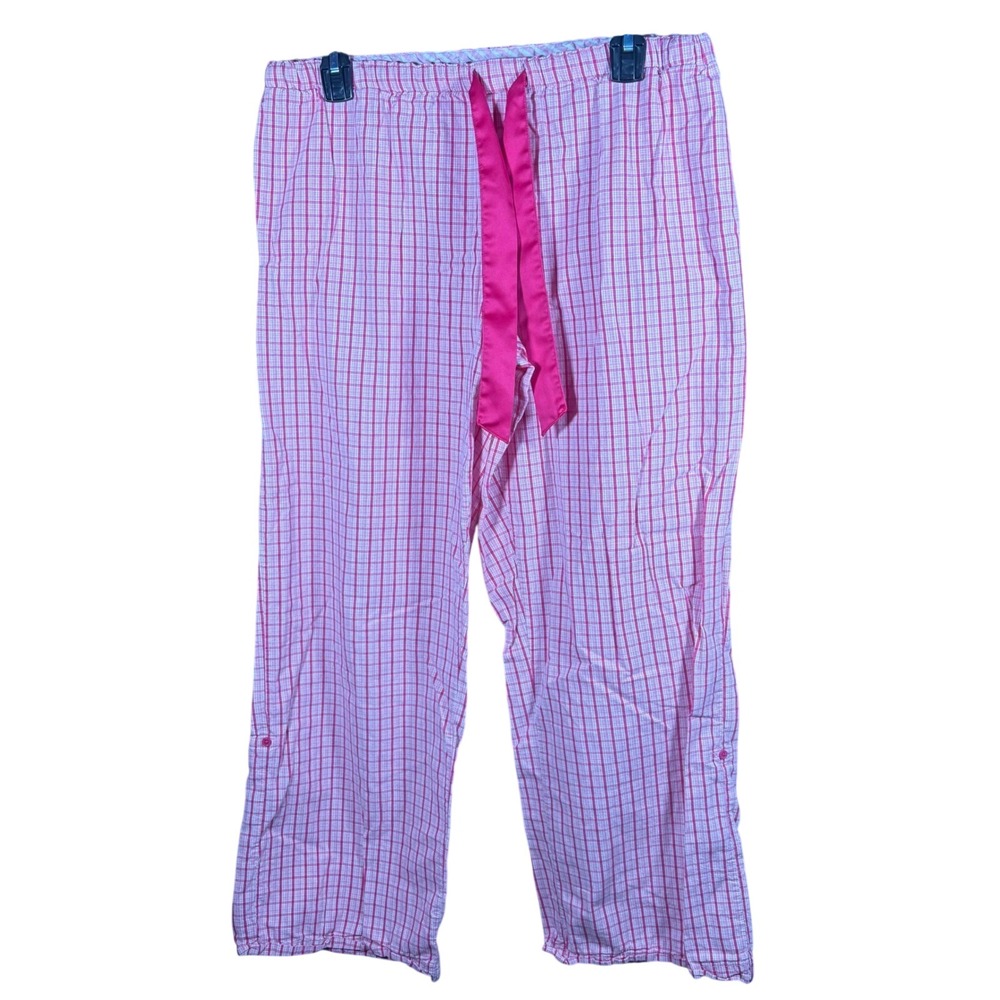Faded Glory women's Pink Fuchsia Plaid Organic Cotton Pajama Pants M